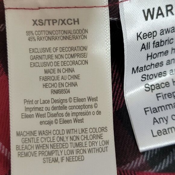 Eileen West Nightgown Womens Size XS Hollyberry Plaid Pajama Long Lace Cottage - Picture 14 of 16